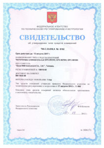 Госреестр РФ № 19818-00 (GFC-8131H, GFC-8270H, GFC-8010H)